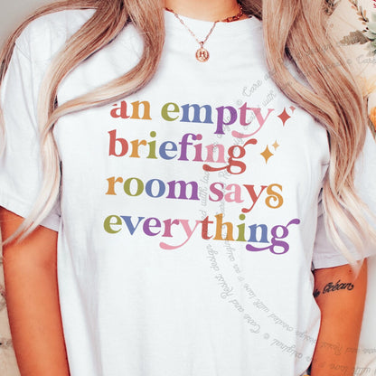 An Empty Briefing Room Says Everything Care & Resist progressive t-shirt in White