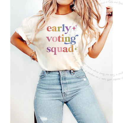 Early Voting Squad Care & Resist tee in Ivory