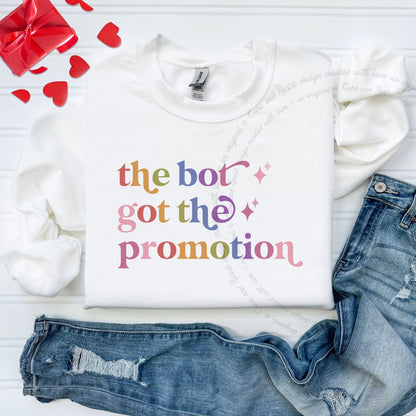 The Bot Got the Promotion Care & Resist Gildan crewneck sweatshirt in White