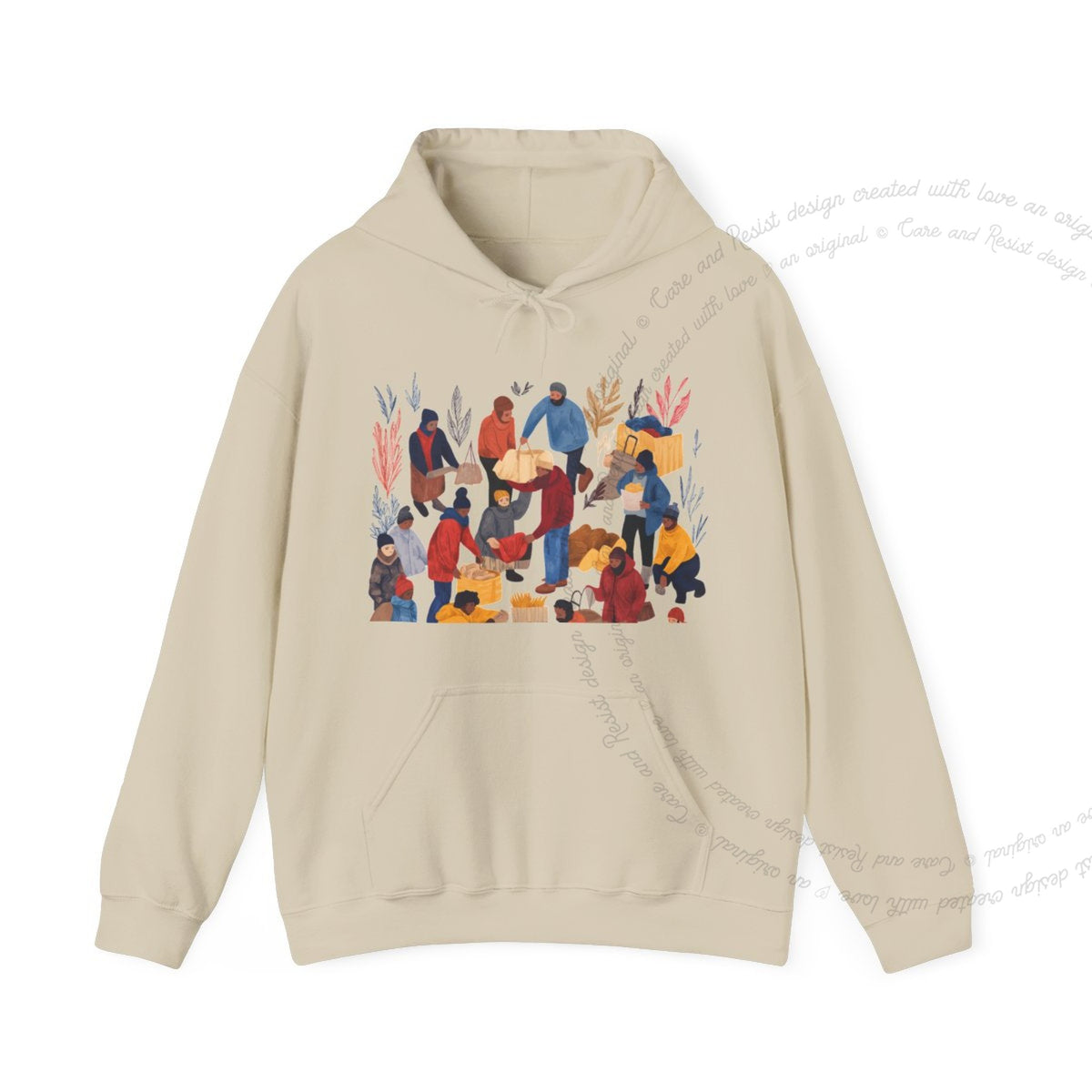 Community Is Resistance Care & Resist Gildan hoodie in Sand