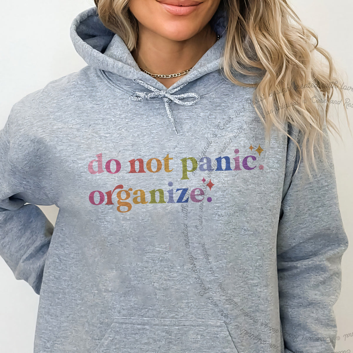 Do Not Panic. Organize. Care & Resist Gildan hoodie in Sport Grey