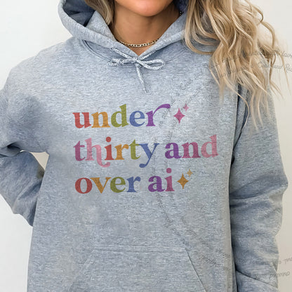 Under Thirty and Over Ai Care & Resist Gildan hoodie in Sport Grey