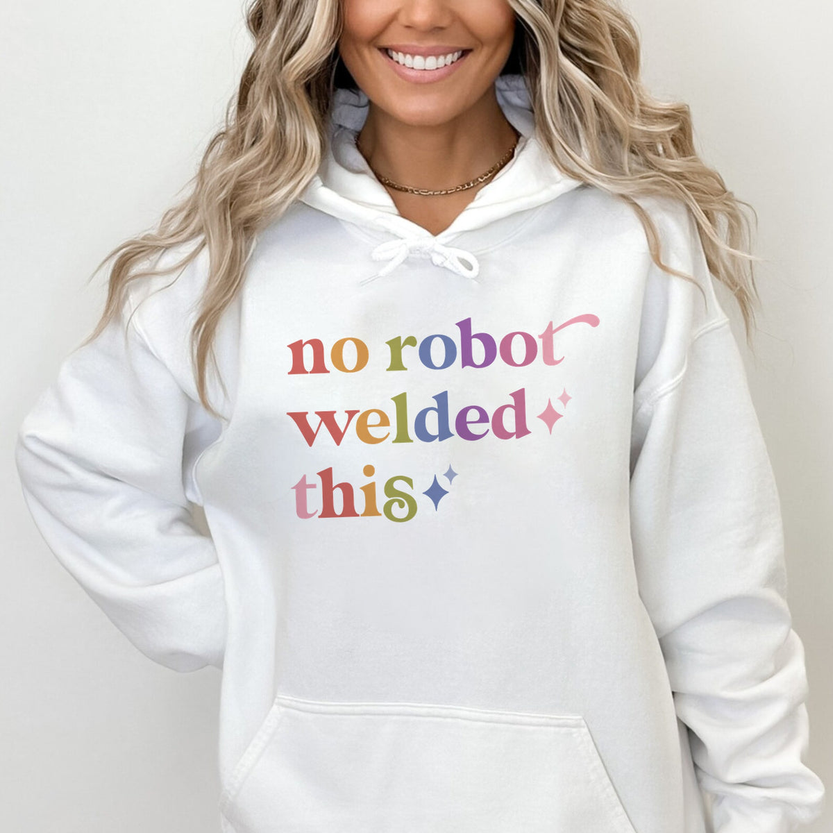 No Robot Welded This Care & Resist Gildan hoodie in White