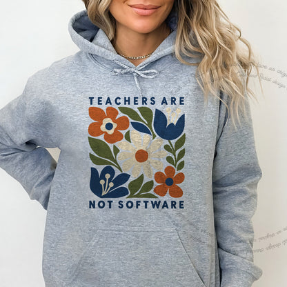 Teachers are not Software Cutout Care & Resist Gildan hoodie in Sport Grey