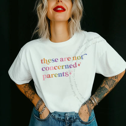 These are not Concerned Parents Care & Resist rainbow Comfort Colors tee, White
