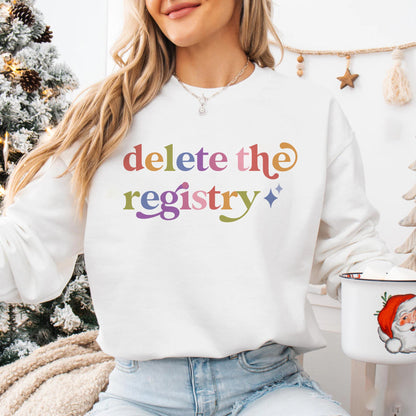 Delete the Registry Care & Resist Gildan crewneck sweatshirt in White