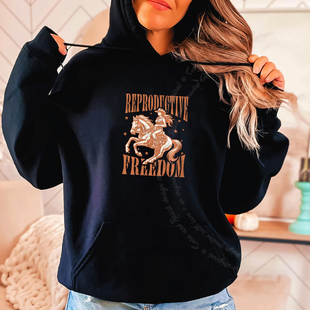 Reproductive Freedom Care & Resist Gildan hoodie in Black