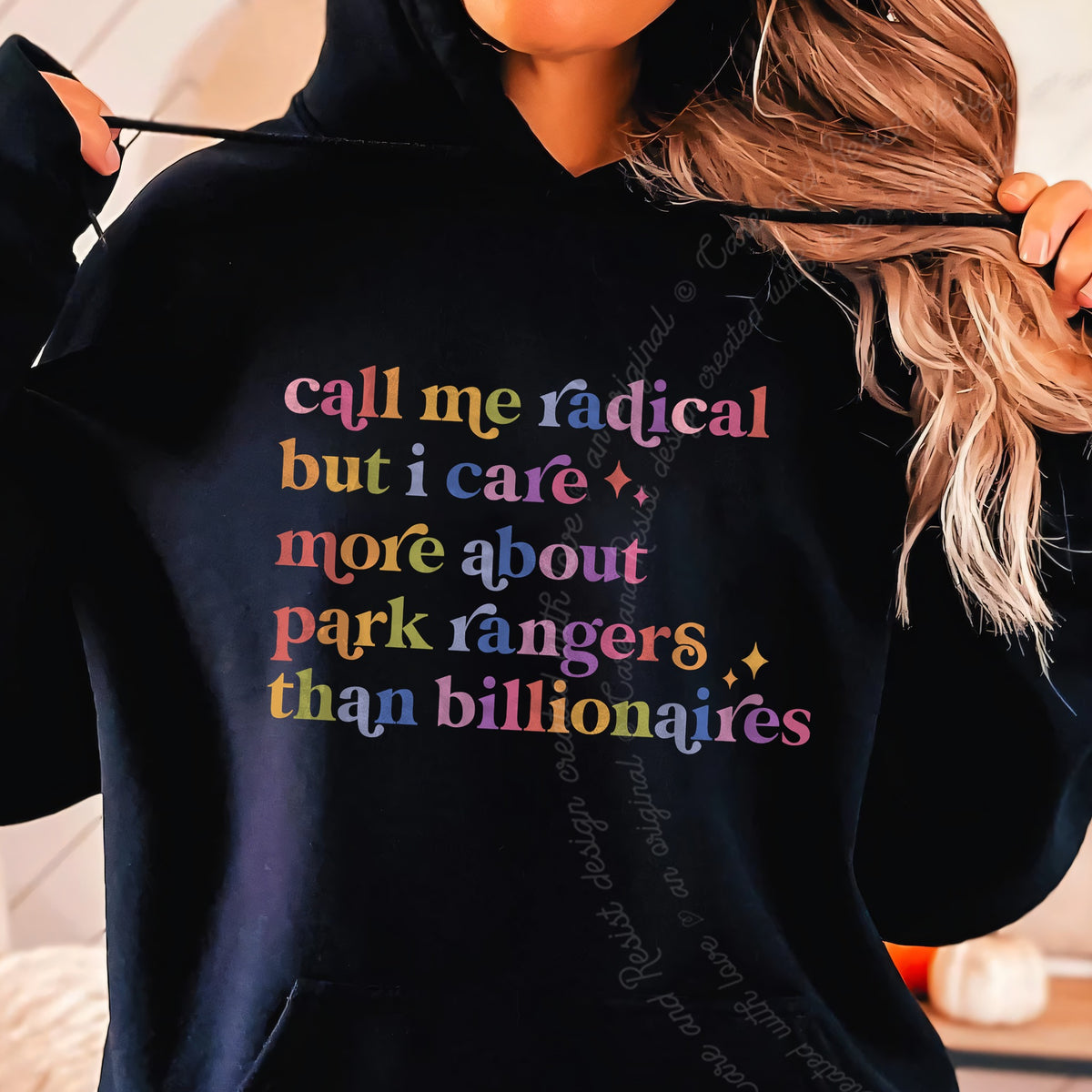 Call Me Radical but I Care More About Park Rangers Than Billionaires Care & Resist Gildan hoodie in Black