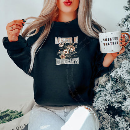 Daughter of Immigrants Care & Resist Gildan crewneck sweatshirt in Black