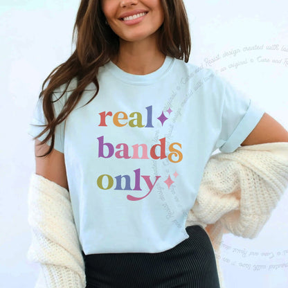 Real Bands Only Care & Resist rainbow tee