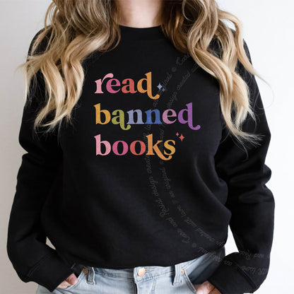 Read Banned Books Care & Resist Gildan crewneck sweatshirt in Black