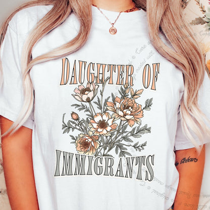 Daughter of Immigrants Care & Resist progressive t-shirt in White