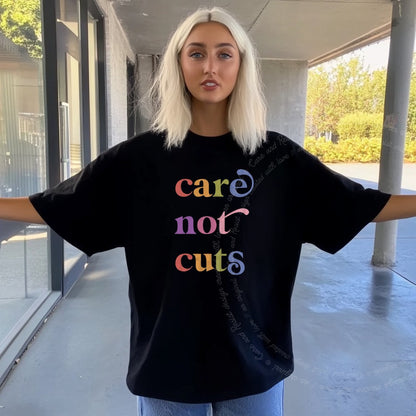 Care not Cuts Care & Resist rainbow Comfort Colors tee, Black