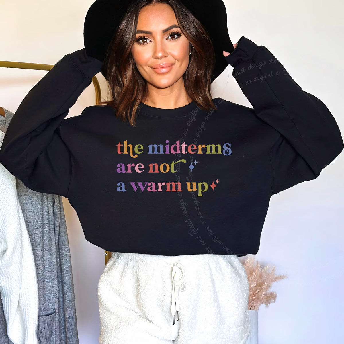 The Midterms are not a Warm Up Care & Resist Gildan crewneck sweatshirt in Black