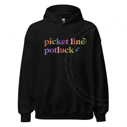 Picket Line Potluck Care & Resist Gildan hoodie in Black