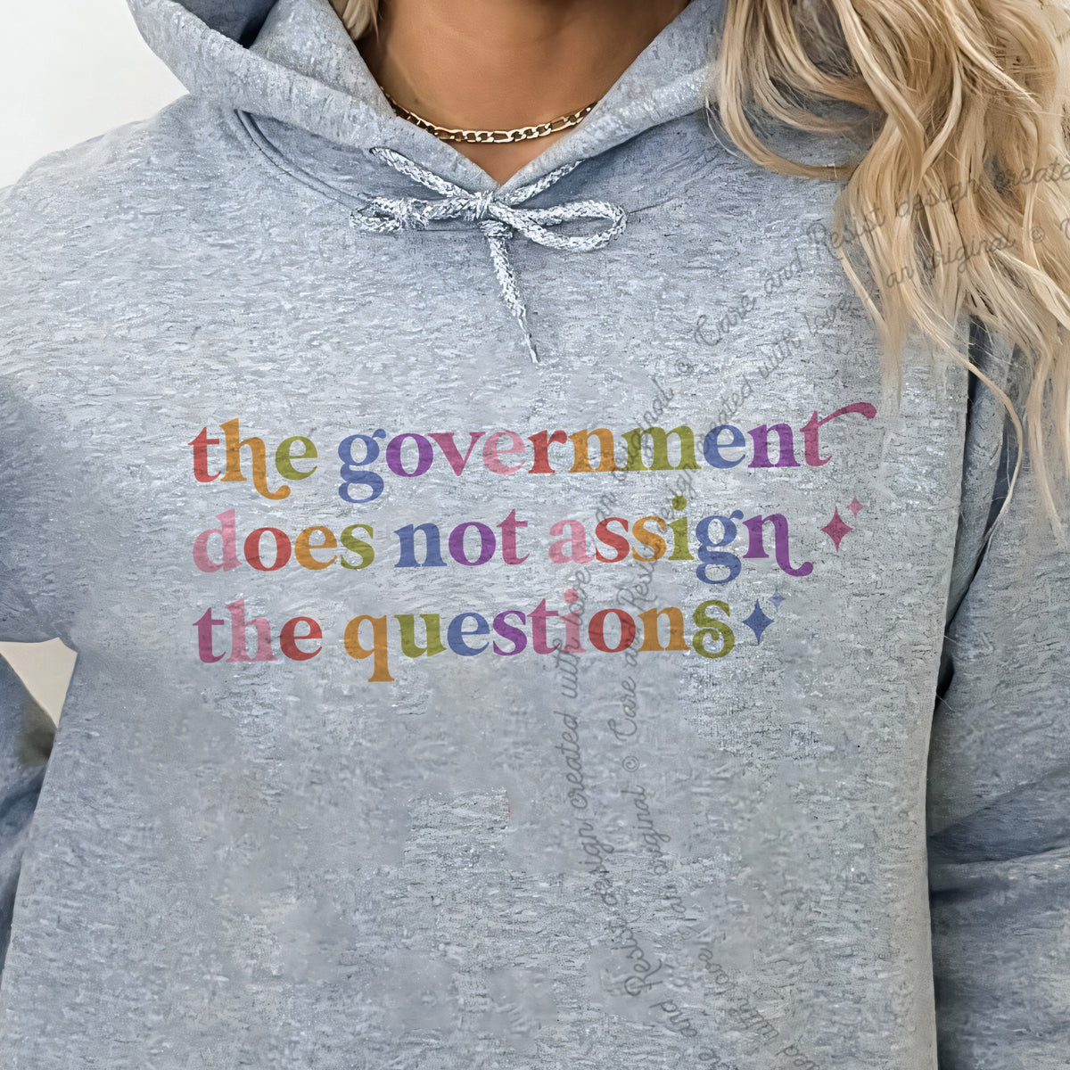 The Government Does not Assign the Questions Care & Resist Gildan hoodie in Sport Grey