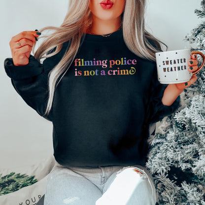 Filming Police is not a Crime Care & Resist Gildan crewneck sweatshirt in Black