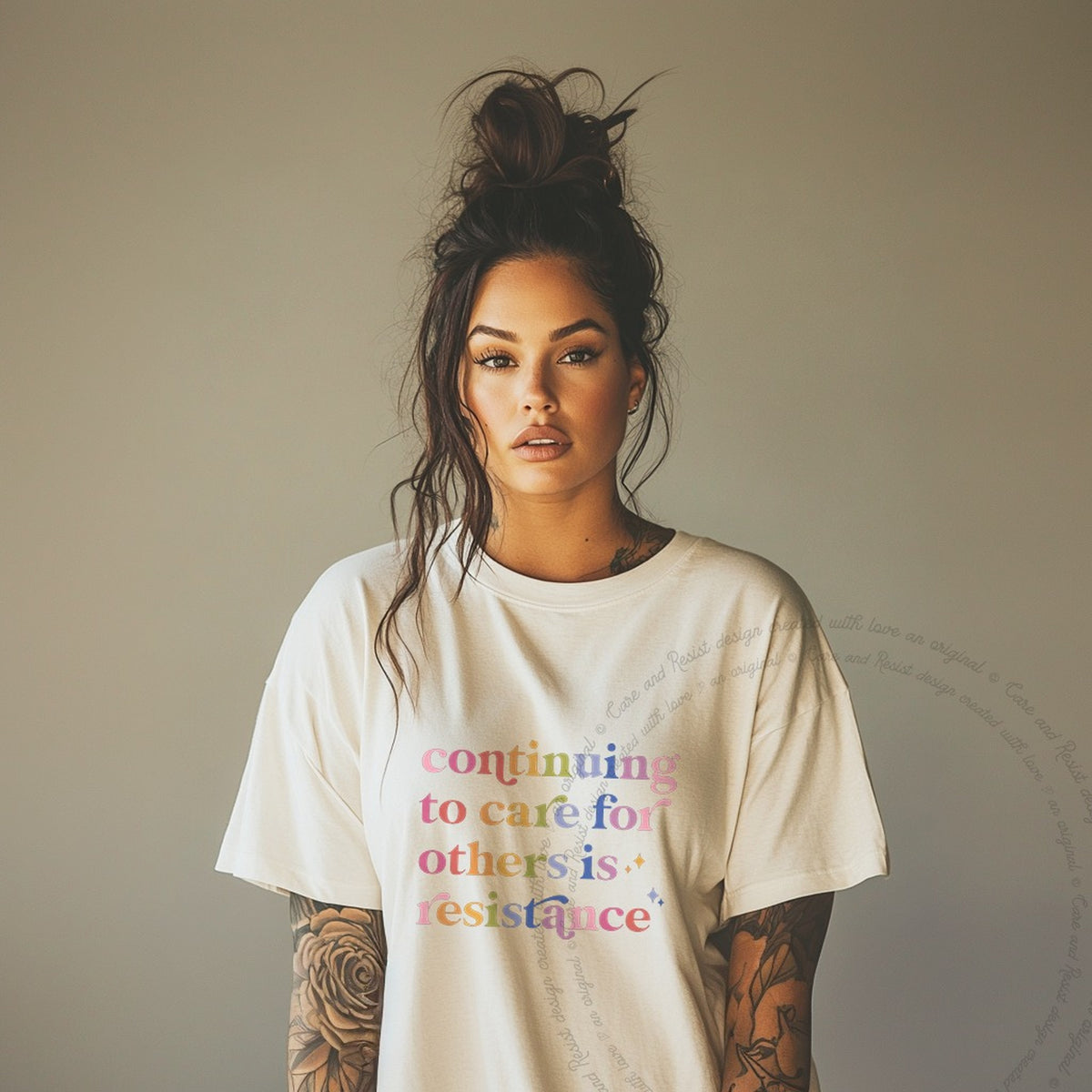 Continuing to Care for Others Is Resistance Care & Resist progressive t-shirt in Ivory