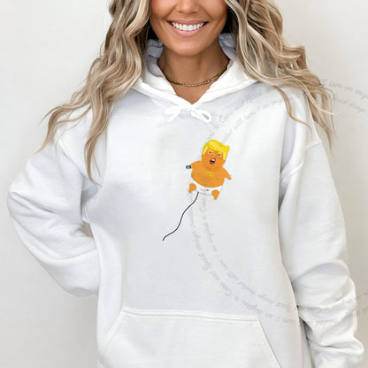 Trump Baby Blimp Care & Resist Gildan hoodie in White