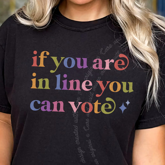 If You are in Line You Can Vote Care & Resist progressive t-shirt in Black