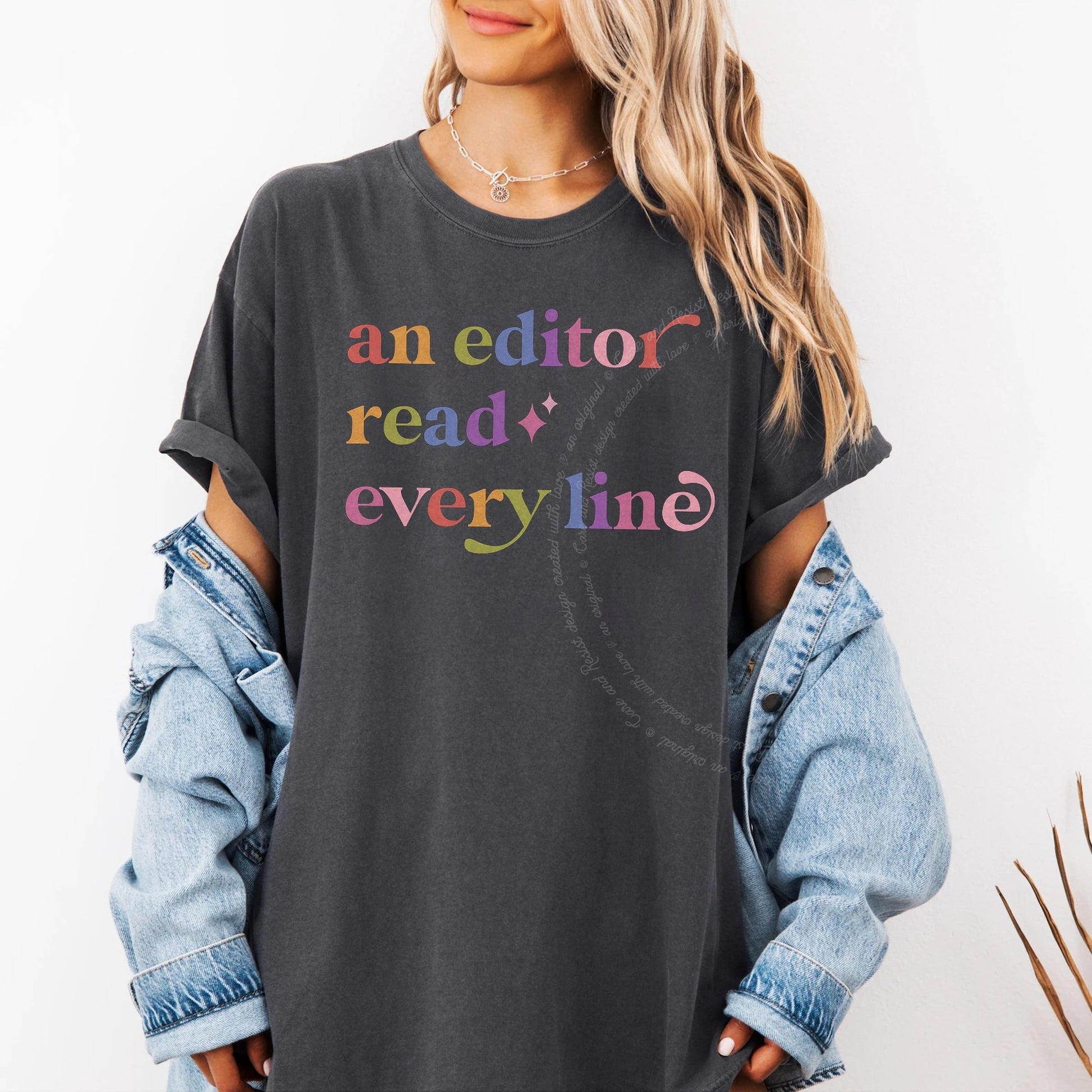 An Editor Read Every Line Care & Resist rainbow tee