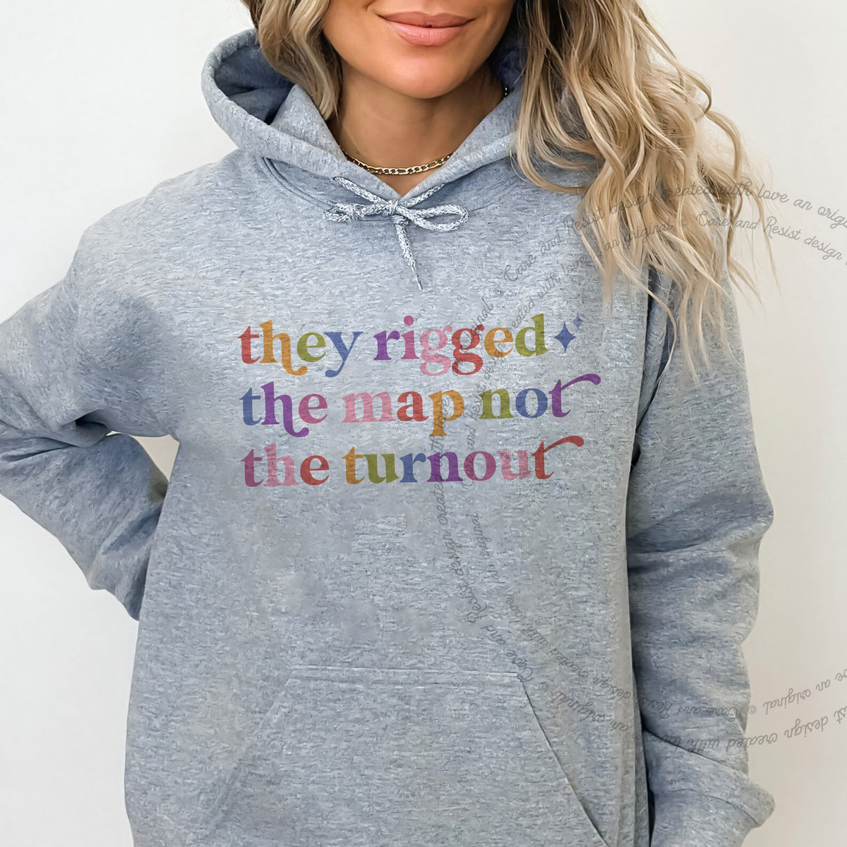 They Rigged the Map not the Turnout Care & Resist Gildan hoodie in Sport Grey