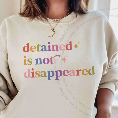 Detained is not Disappeared Care & Resist Gildan crewneck sweatshirt in Sand