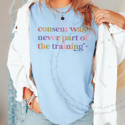 Consent Was Never Part of the Training Care & Resist rainbow tee