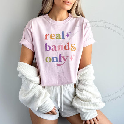 Real Bands Only Care & Resist rainbow tee