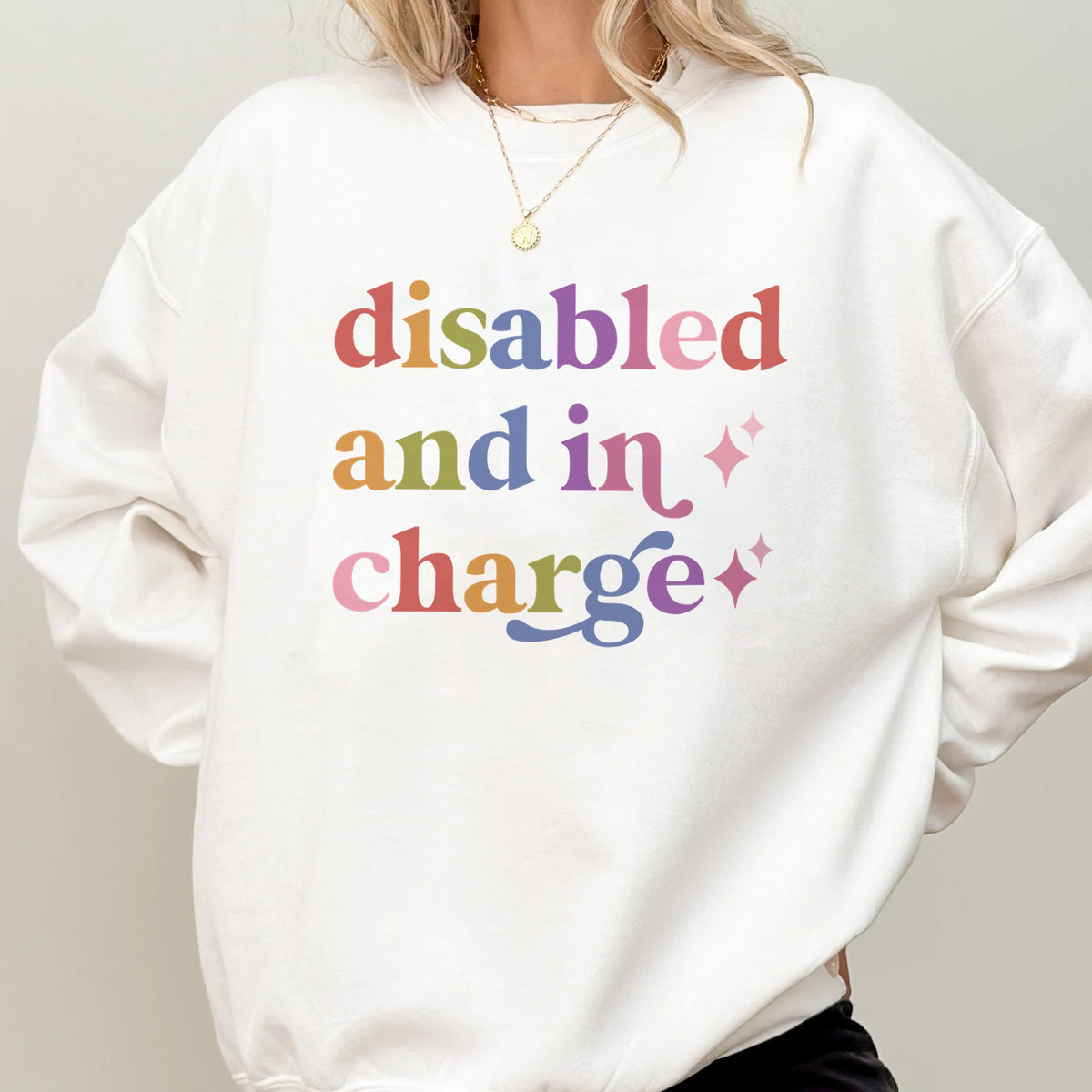 Disabled and in Charge Care & Resist Gildan crewneck sweatshirt in White