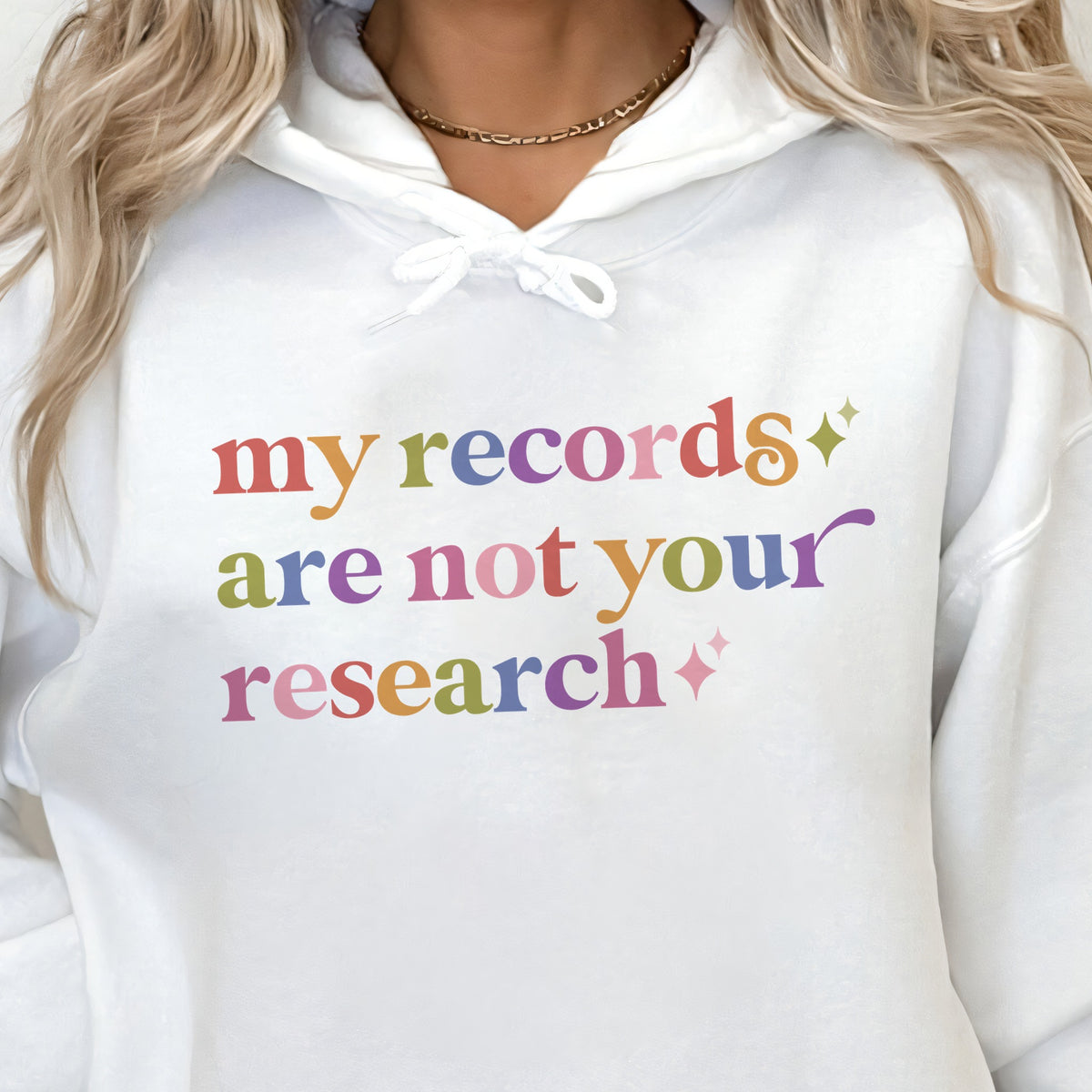 My Records are not Your Research Care & Resist Gildan hoodie in White