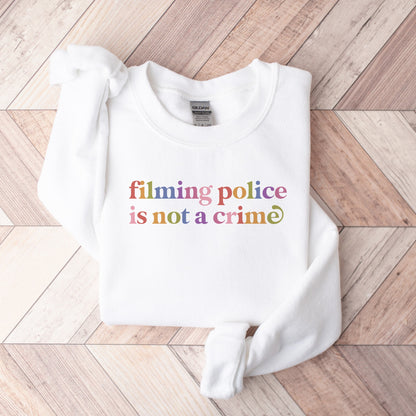 Filming Police is not a Crime Care & Resist Gildan crewneck sweatshirt in White