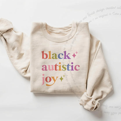 Black Autistic Joy Care & Resist Gildan crewneck sweatshirt in Sand