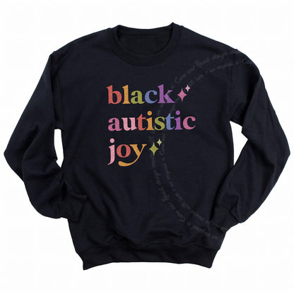 Black Autistic Joy Care & Resist Gildan crewneck sweatshirt in Black