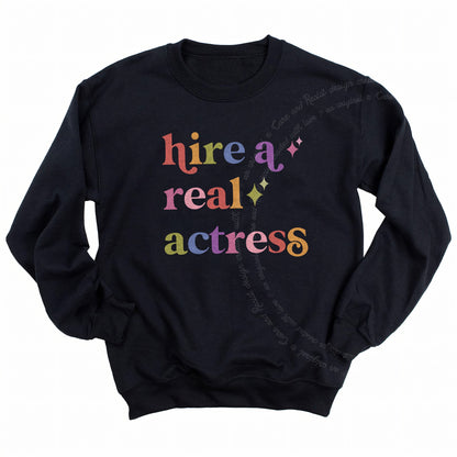 Hire a Real Actress Care & Resist Gildan crewneck sweatshirt in Black