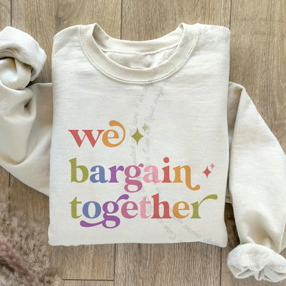 We Bargain Together Care & Resist Gildan crewneck sweatshirt in Sand