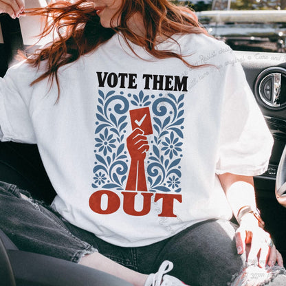 Vote Them Out Folk Ballot Care & Resist progressive t-shirt in White