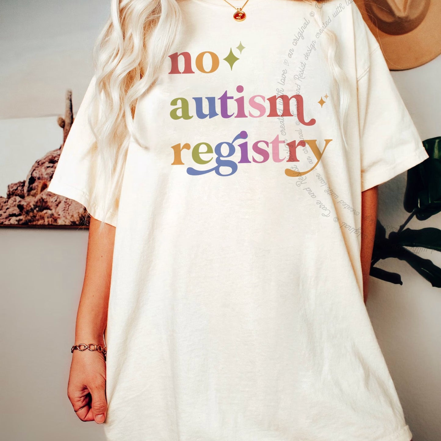No Autism Registry Care & Resist rainbow tee