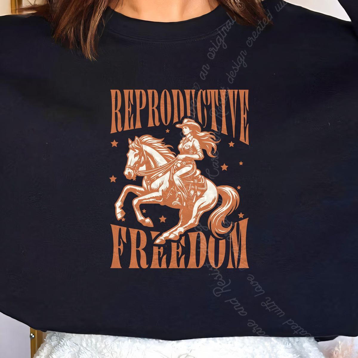 Reproductive Freedom Care & Resist Gildan crewneck sweatshirt in Black