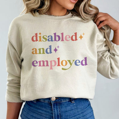 Disabled and Employed Care & Resist Gildan crewneck sweatshirt in Sand