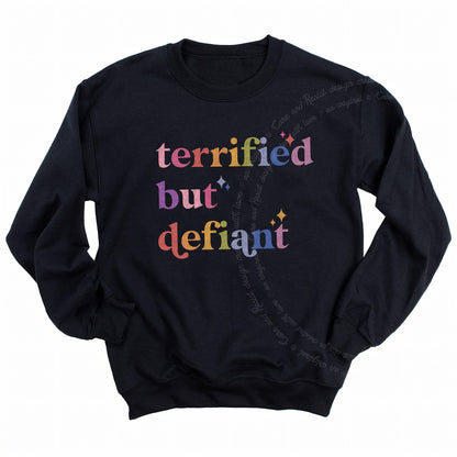 Terrified but Defiant Care & Resist Gildan crewneck sweatshirt in Black