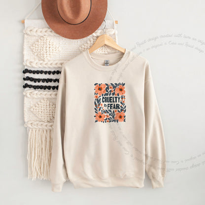 Cruelty Is Fear Care & Resist Gildan crewneck sweatshirt in Sand