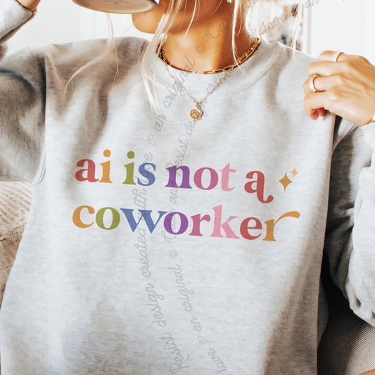 Ai is not a Coworker Care & Resist Gildan crewneck sweatshirt in Sport Grey