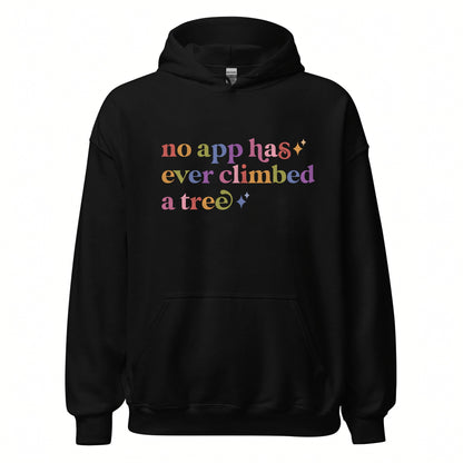 No App Has Ever Climbed a Tree Care & Resist Gildan hoodie in Black