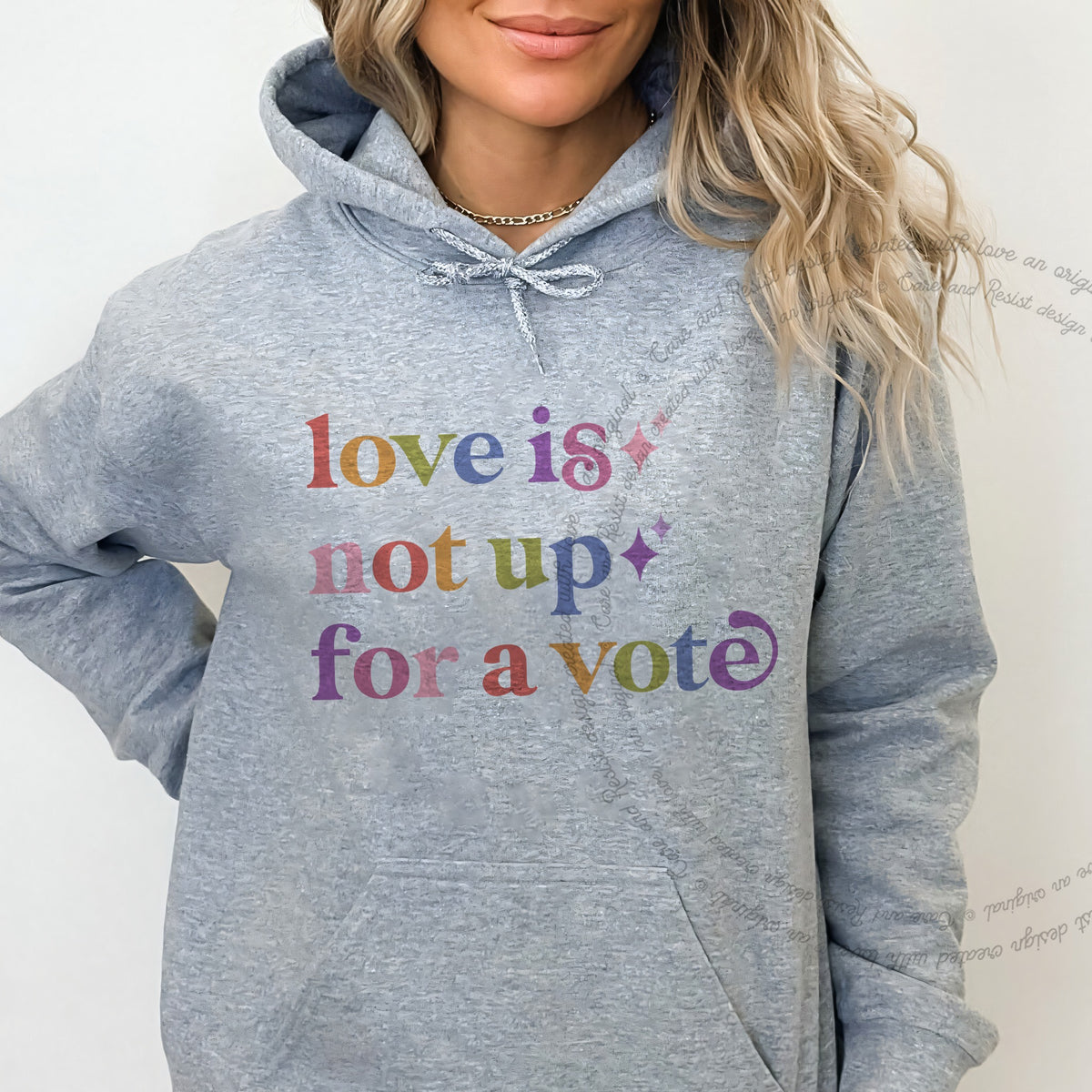Love is not Up for a Vote Care & Resist Gildan hoodie in Sport Grey