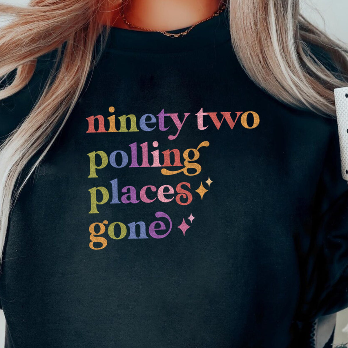 Ninety Two Polling Places Gone Care & Resist Gildan crewneck sweatshirt in Black