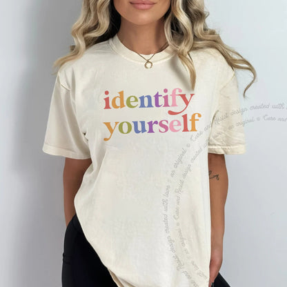 Identify Yourself Care & Resist progressive t-shirt in Ivory