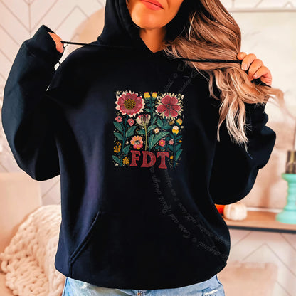 FDT Floral Care & Resist Gildan hoodie in Black