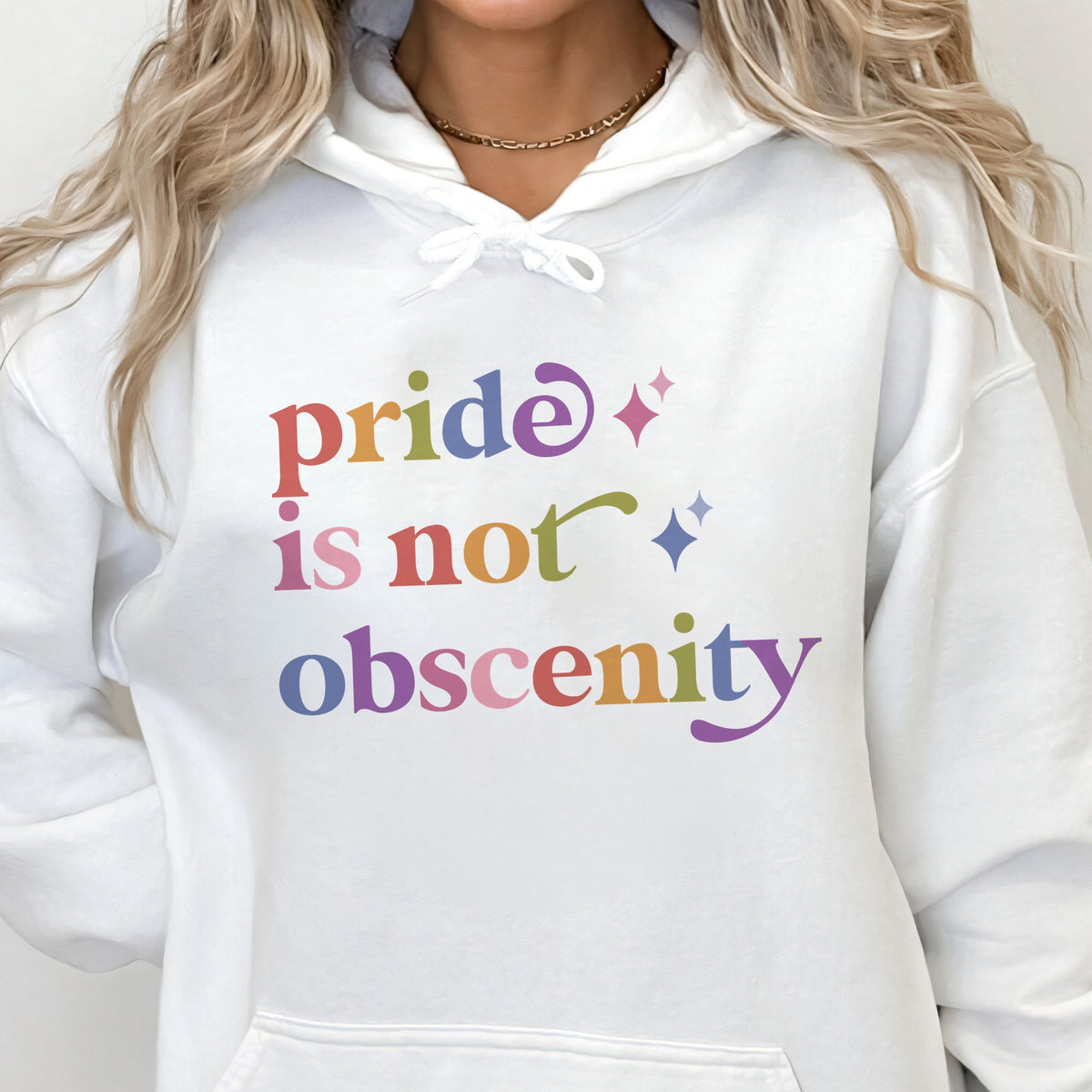 Pride is not Obscenity Care & Resist Gildan hoodie in White