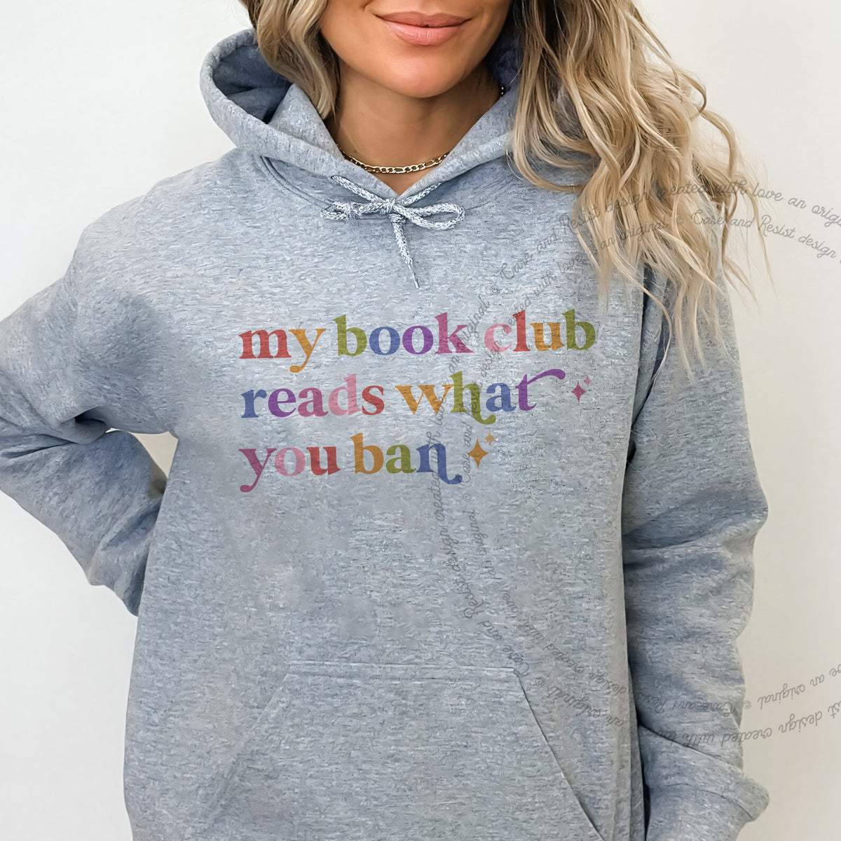 My Book Club Reads What You Ban Care & Resist Gildan hoodie in Sport Grey
